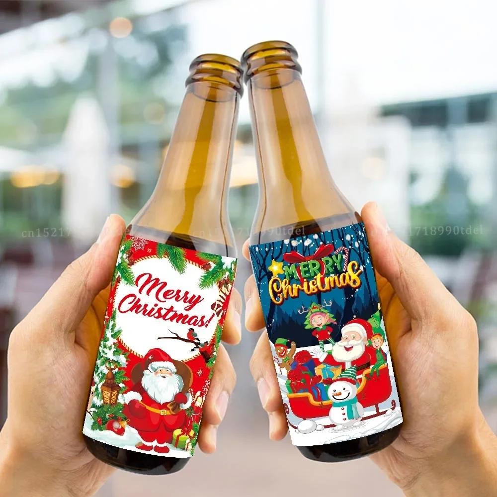 8 Pezzi Stili Adesivi Felice Anno Nuovo Buon Natale Babbo Natale Pupazzo di Neve Adesivi per Bottiglie di Vino Decorazione Tavola Festa