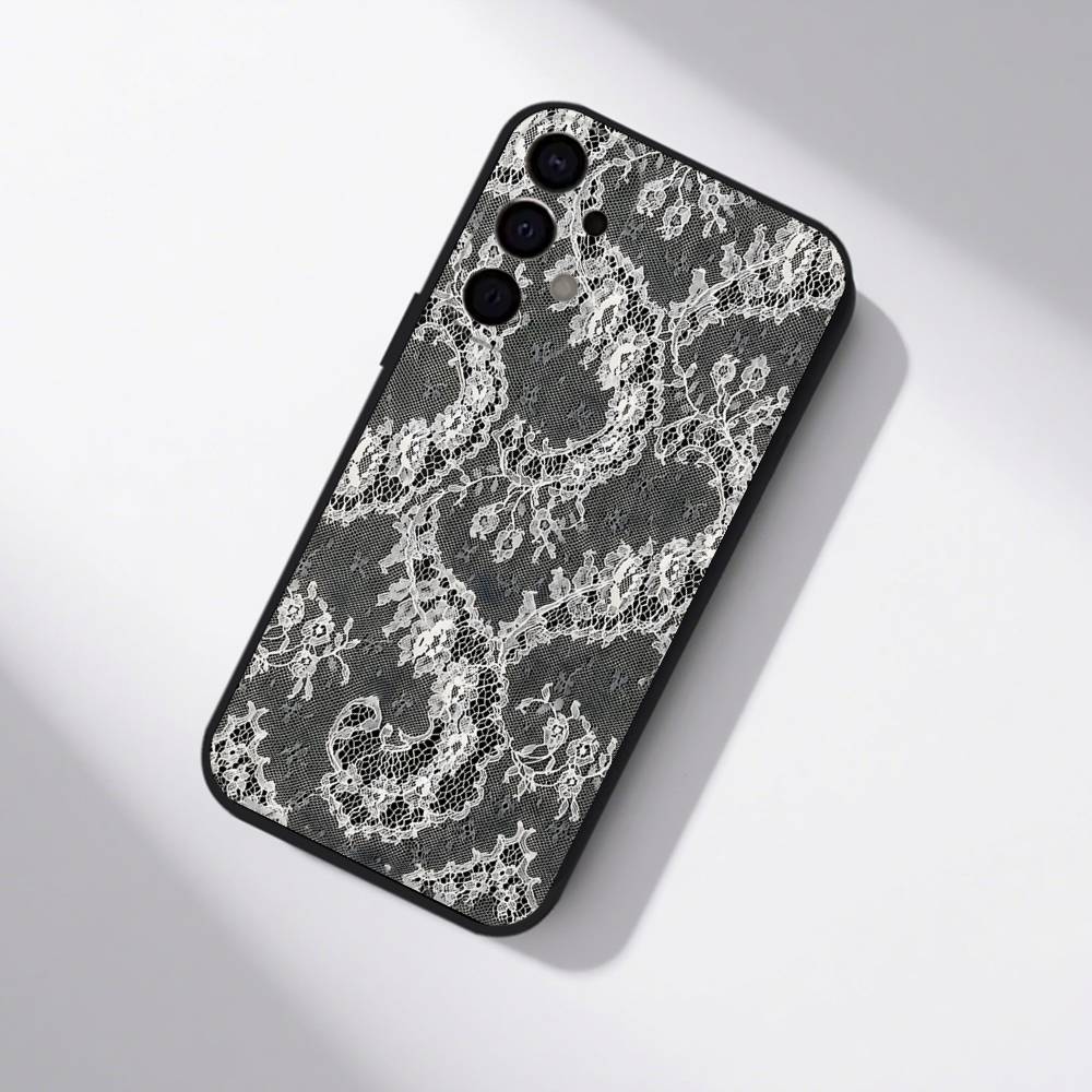 Vintage Lace Phone Case For Samsung S25,S24,S21,S22,S23,S30,Ultra,S20,Plus,Fe,Lite,5G Black Cover