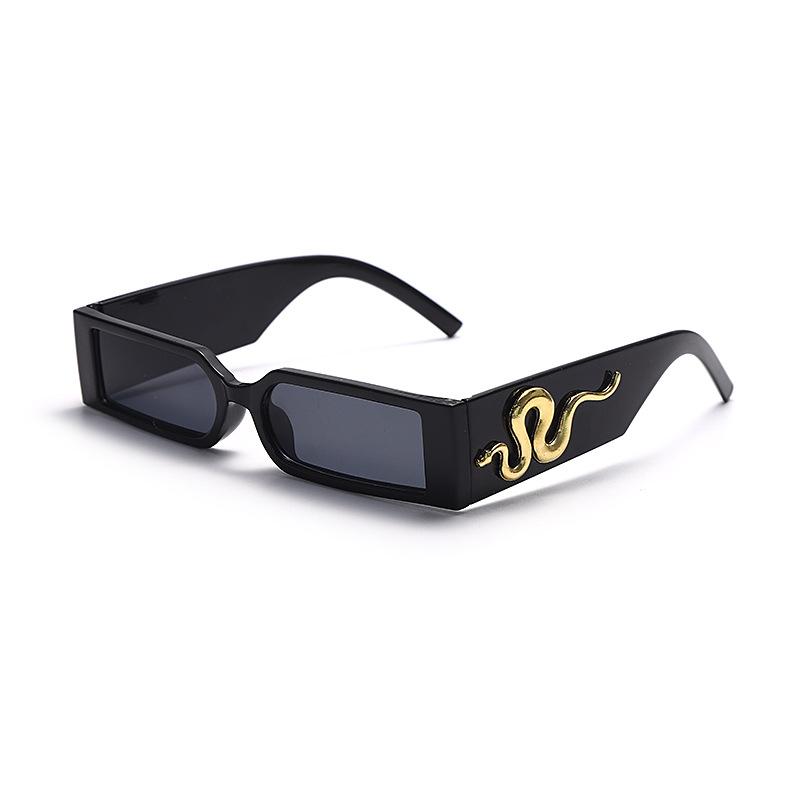 European and American new small frame hip-hop diamond-encrusted snake sunglasses men's and women's retro trend personalized square wide-leg sunglasses