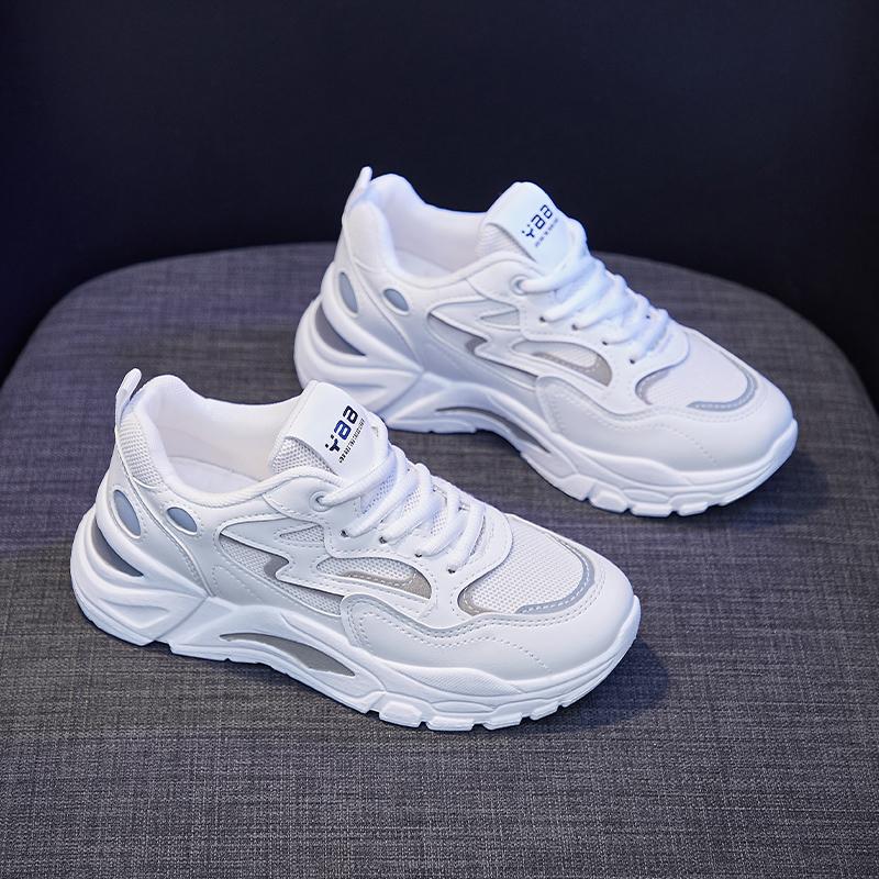 Fashion Casual Sporty Shoes Womens Spring Summer 2025 Fashionable Versatile Thick Sole Increased Height Lightweight Breathable White