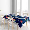 Modern Cartoon Print Tablecloth Blue Floral Design Dining Room Decor Reversible Cotton Square Kitchen Placemat Cover Size 150x23