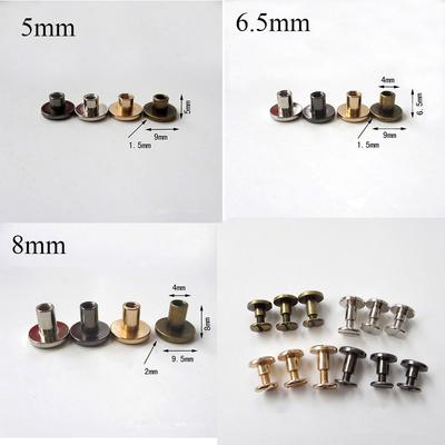 10 Pcs 5/6.5/8mm Bookkeeping Clothes/Bag/Shoes Brass Nail Leather Craft Strap Rivets Screw Solid Nail Bolt Round Head Screws