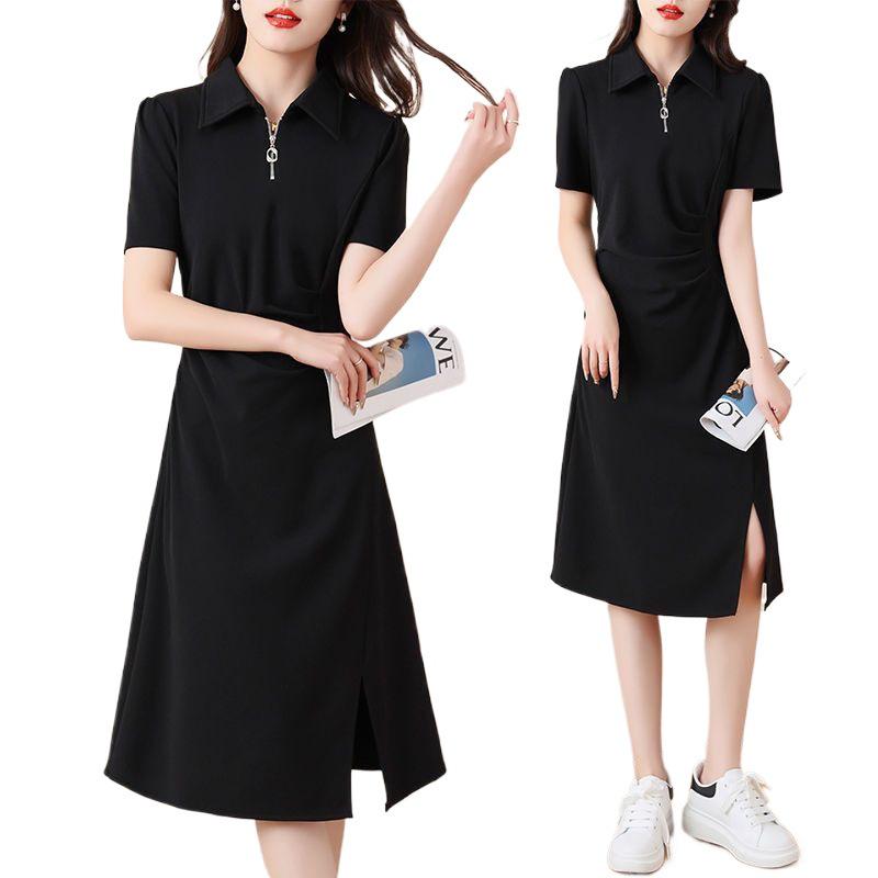 Plus Size Summer Women's Casual Irregular Polo Dress - Mid-Length Slimming Style