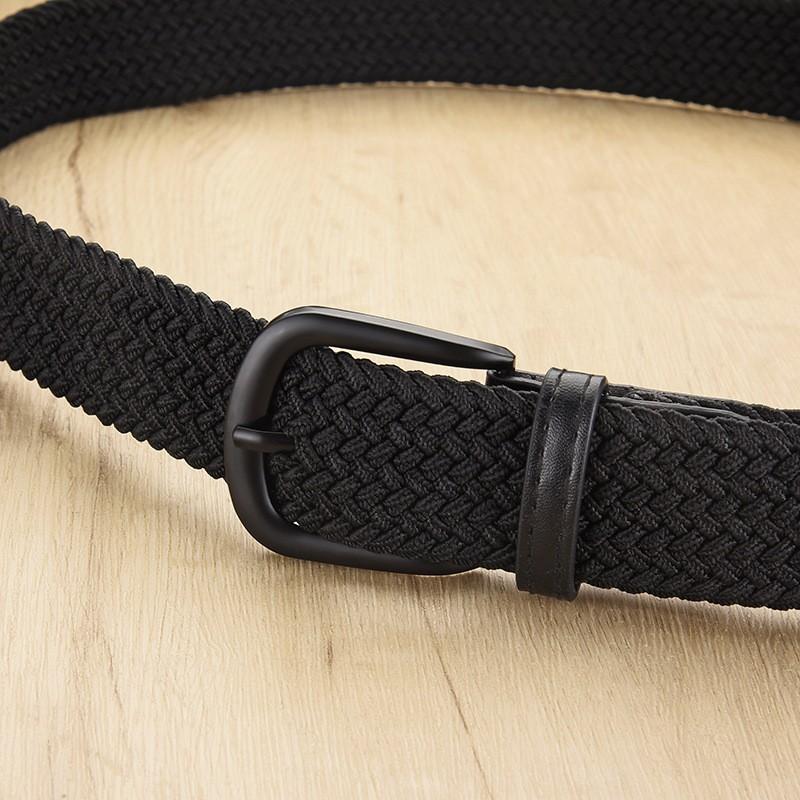 Non perforated men's and women's woven waist belt, elastic canvas belt, women's Korean version versatile student pants belt