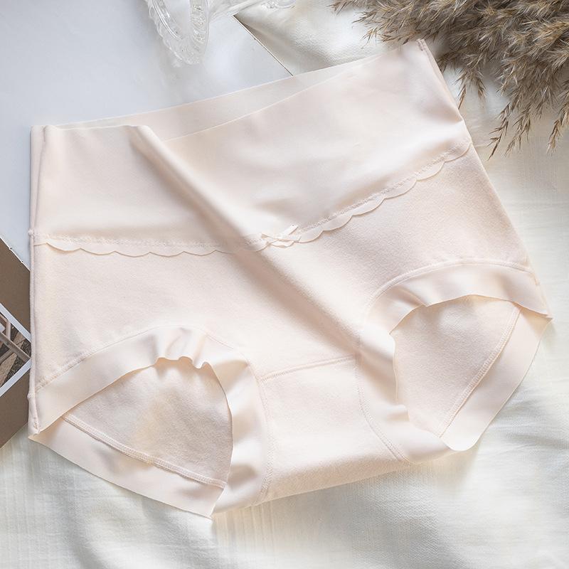 Women's Spring and Autumn New Pure Cotton High Waist Abdominal Non Mark Briefs