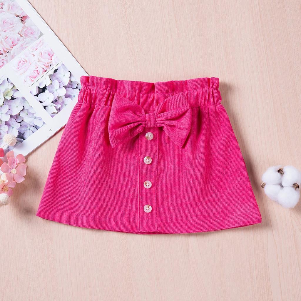Dětská móda Ležérní sukně Jednobarevná Mašle Jednořadé Zapínání Krátká sukně