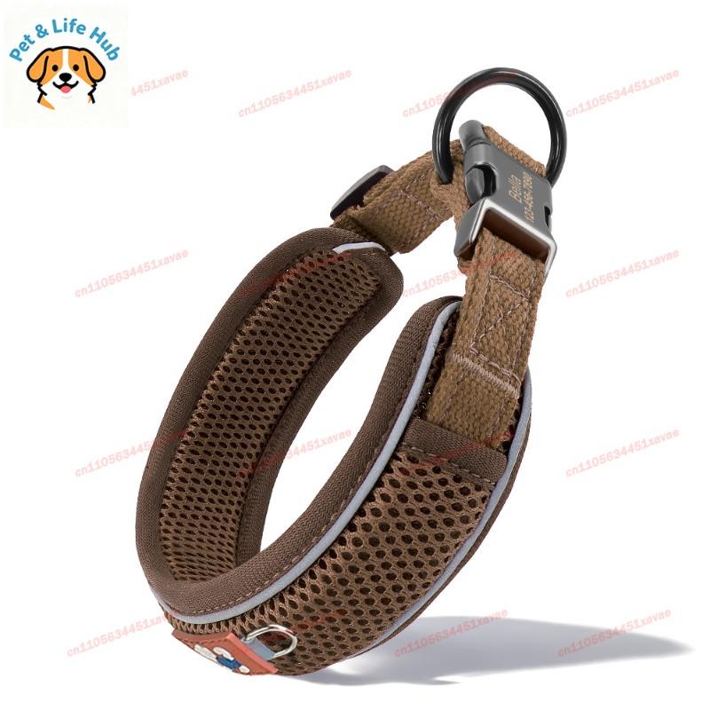 Premium Personalized Dog Collar Mesh Breathable Reflective Pet Collar Durable Comfortable Necklace for Small Medium Large Dogs