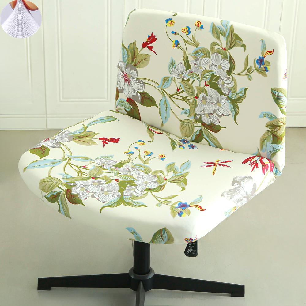 

Wide Back Chair Cover Armless Office Desk Swivel Chair Slipcovers Stretch Spandex Computer Seat Covers Solid Color Home Study