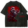 Japanese Anime Overlord Albedo T-shirt Men Women Clothing Vintage Washed T Shirt Summer Casual Short Sleeve Polyester Tees Clothes