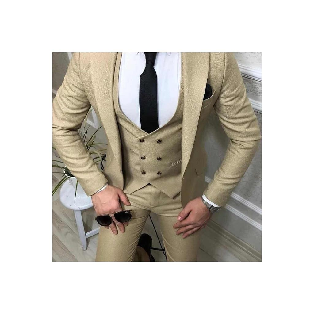 Men's Slim-fit Vest Suit (collar Ornament And Tie Gift)