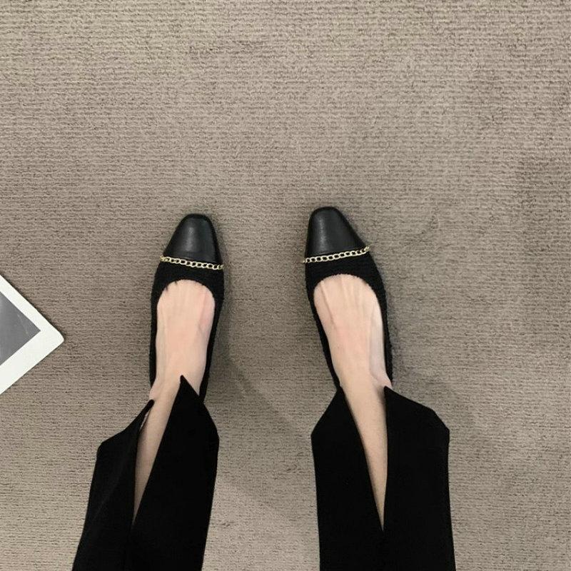 Fashion Flat Shoes for Women 2025 Spring and Autumn French Chain Fashion Boat Shoes Plus Size Women's Shoes 42 43 44 Loafers Women