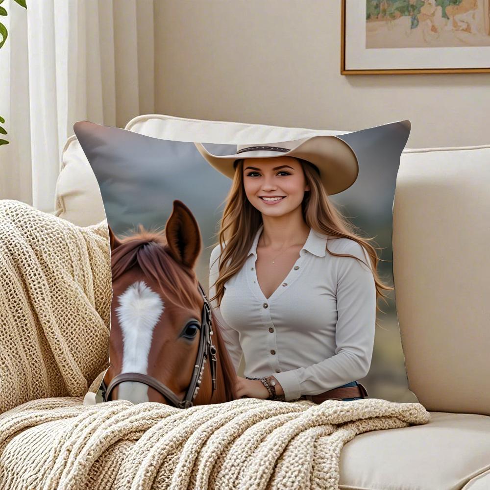 Western Beauty Pillow Retro Cowboy Style Cushion Cover Pillowcase Anti-Dustmite Living Room Sofa Decor Cushion Room