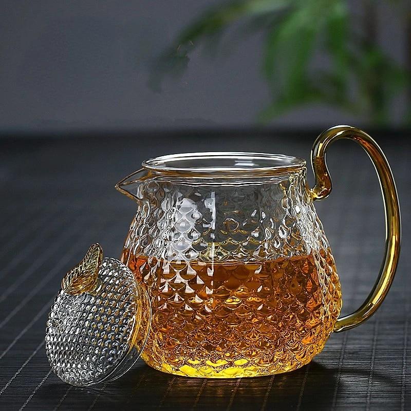

Hammer Pattern Glass Teapot High Borosilicate Glass Tea Pot Infuser Teapot for Infusion Kettle Pu Erh Gaiwan Set Pots Teapots