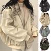 Casual Loose Fit Jacket Women's Winter Coat Fleece Lined Reversible Parka Classic Women Hooded Zip-Up with Pockets Warm Outerwear Solid Color Cotton