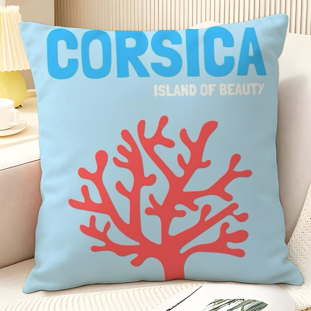 Beauty Summer Travel Series 2 Pillow Case Natural Linen Organic Fabric Double-Sided Printing Sofa Home Decor Gift Pillow Case