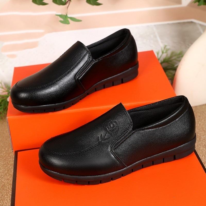 Autumn New Women's Flat-soled Middle-aged Mother Shoes Shallow Mouth Large Size Round Head Single Shoes Professional Work Shoes