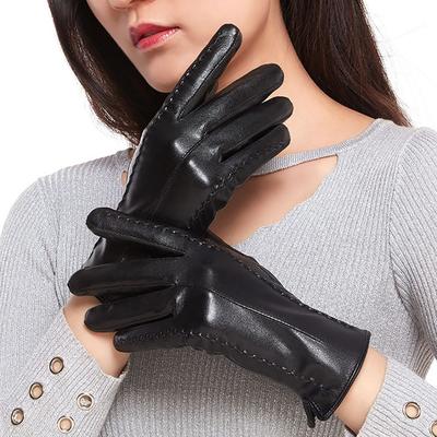 Women"s Winter Warm PU Leather Gloves Soft Fashion Cold Weather Cycling Gloves Touch Screen Gloves