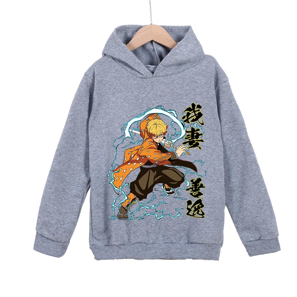 Demon Slayer Zenitsu Agatsuma Kids Hoodie Anime Graphic Print Boys Girls Casual Pullover Sweatshirt