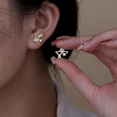Orecchini Stella a Cinque Punte Temperamento Femminile Stile Ins Orecchini Stella-luna Ins