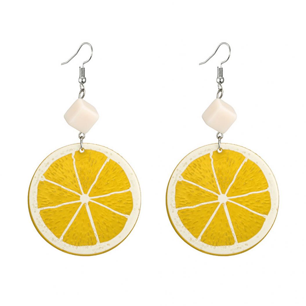 

Милые серьги-крючки с кусочками лимона и апельсина, женские акриловые фруктовые украшения, подарок на вечеринку жёлтый