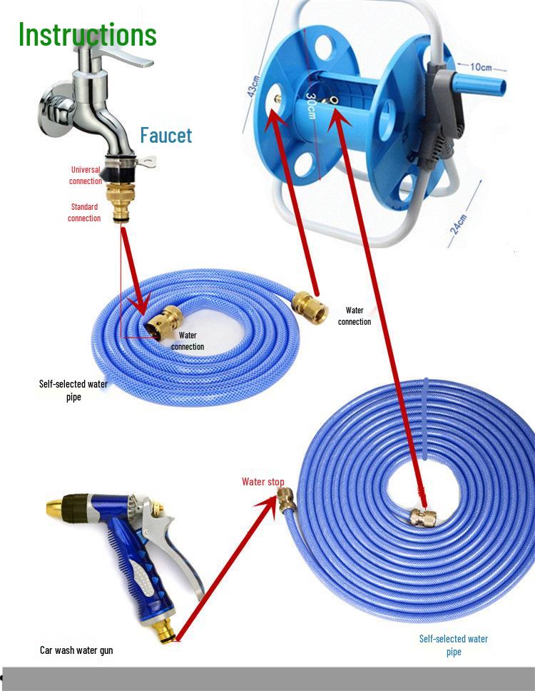 Large Garden Hose Cart with Water Gun and Storage Reel Set