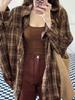Retro Plaid Long Sleeve Shirt Jacket - Trendy Loose Casual Top for Women's Spring and Autumn Fashion
