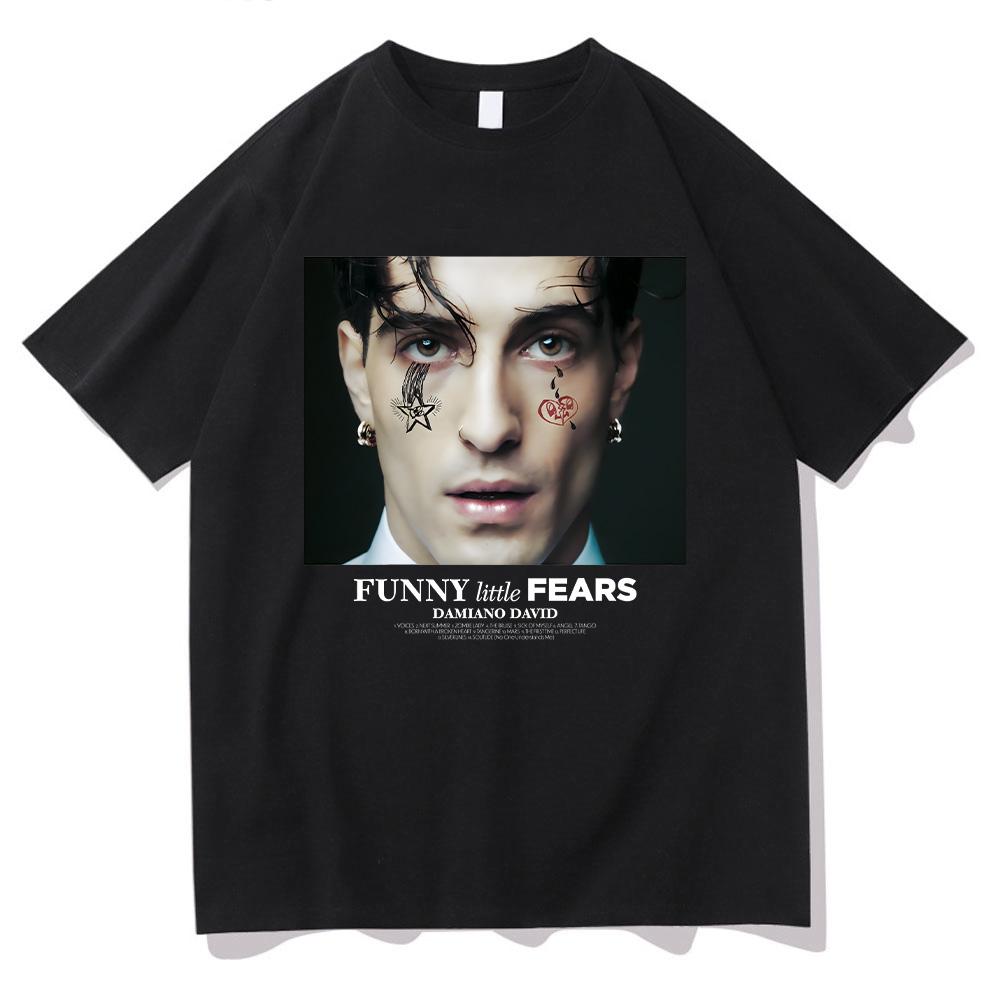 Damiano David Funny Little Fears T Shirt UnisexWomen Harajuku Y2K Aesthetic Summer Tshirt High Quality Vintage Cotton Tees Shirts