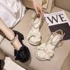 Bow Pearl With Medium Heels Ladies Mary Jane Shoes Korea The Best New Breathable Fashion 2025 Luxury Vip Women's Closed Sandals