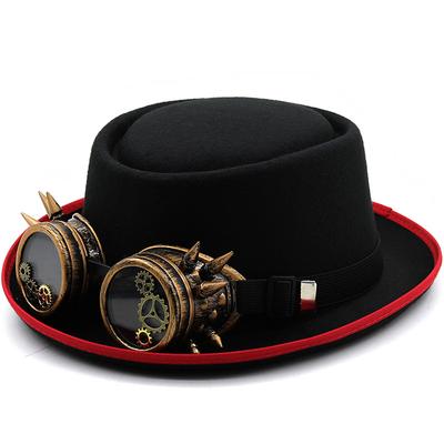 New Steampunk Top Hat One Size Trendy Victorian Hats With Goggles Unisex Costume Top Caps Gothic Hippies Caps Halloween Props