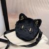 Plush Cat Bag Small Round Tote Purse With Zipper Closure For Casual Daily Use
