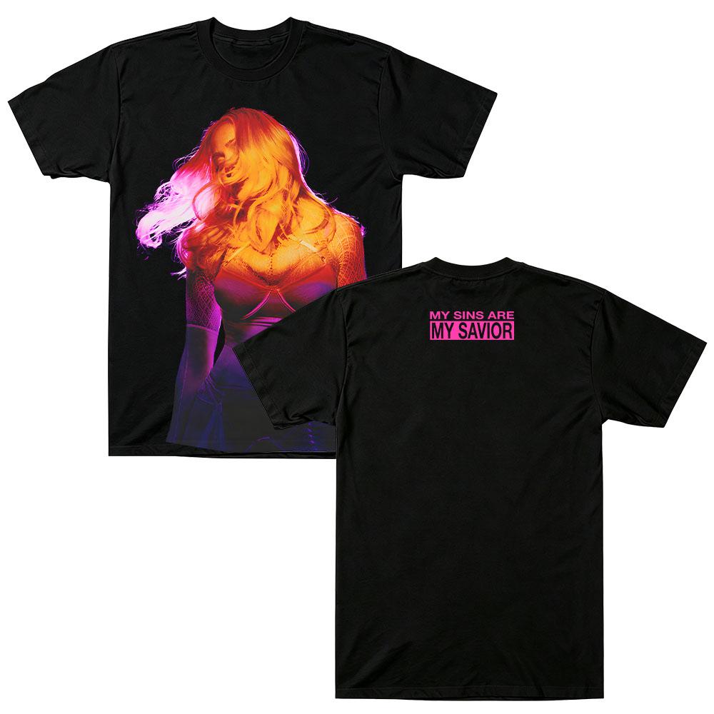 My Sins Are My Savior Tee Madonna Portrait Graphic Cotton T-shirt Unisex Short Sleeve Tees Pop Singer Tour Print Casual Clothing
