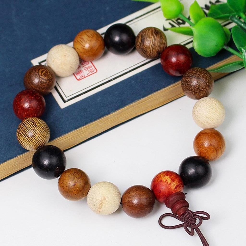 Fashionable Beaded Wrist Chain Elastic Prayer Beads Handchain Sandalwood Bangle Stylish Wristband for Mindfulness