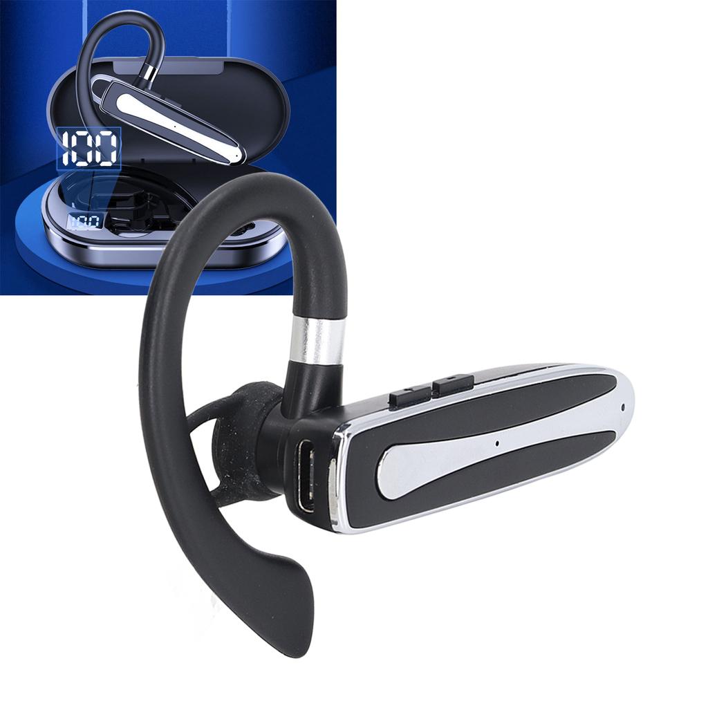 Bluetooth Earpiece Noise Cancelling Hands Free Rotatable Single Ear Wireless Headset with Charging C