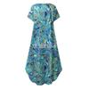 New European and American women's clothing summer round neck pocket printed dress