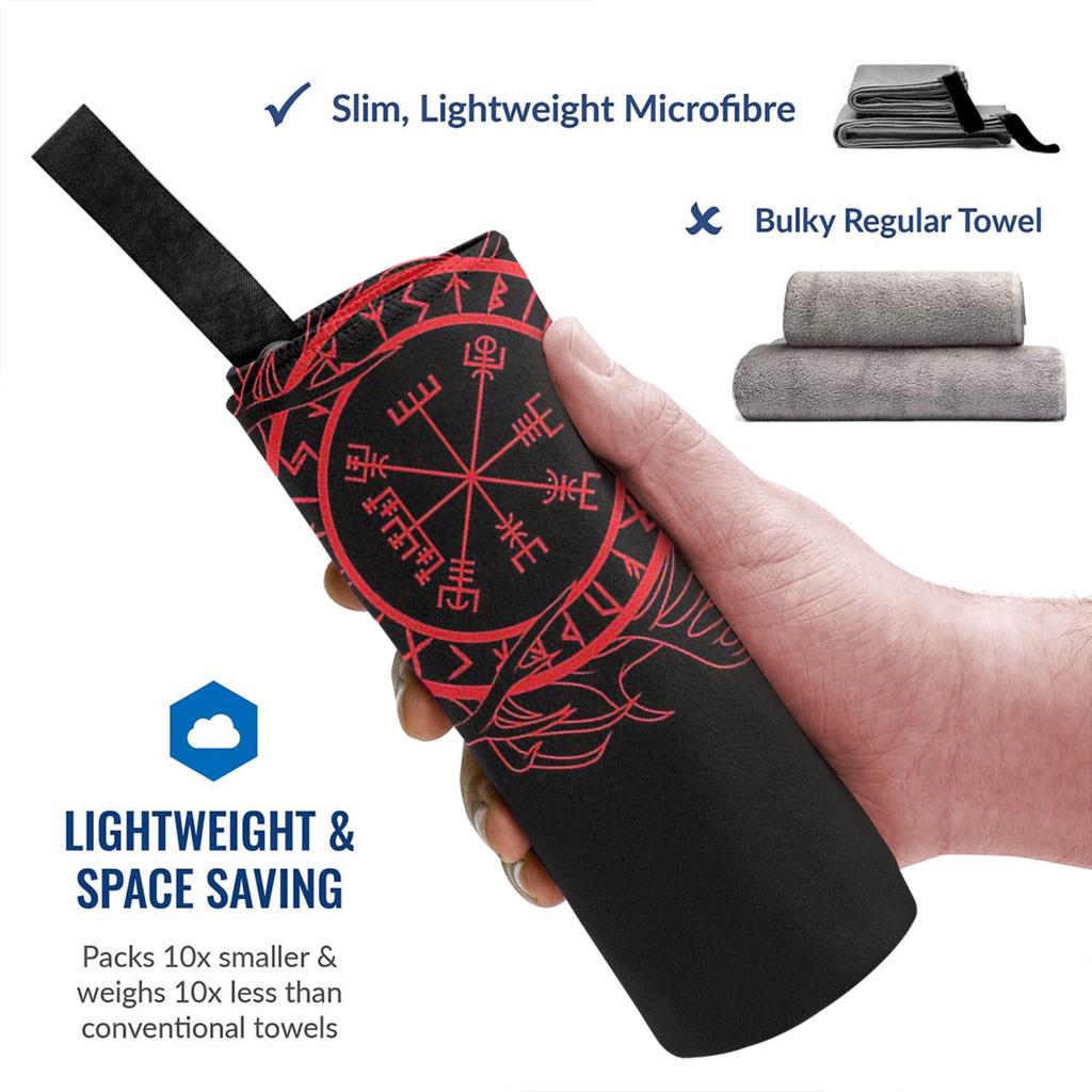 Vegvisir Eikthyrnir, Stag Of Valhalla Viking Art Deer Beach Towel Soft Microfiber Quick Dry Absorbent Quick Towels For Swimming