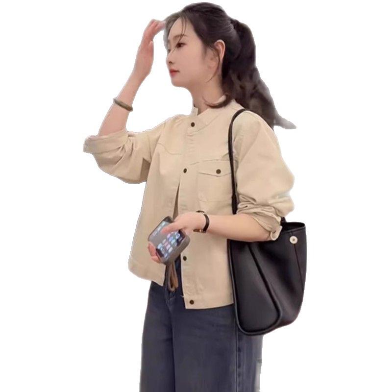 Women's Casual Versatile Stand Collar Jacket - Korean Style Spring/Autumn Loose Baseball Uniform Top