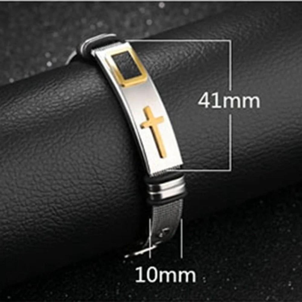 Stainless Steel Religious Bracelet Waterproof Fashion Bracelet Cross Bangles  Daily Use