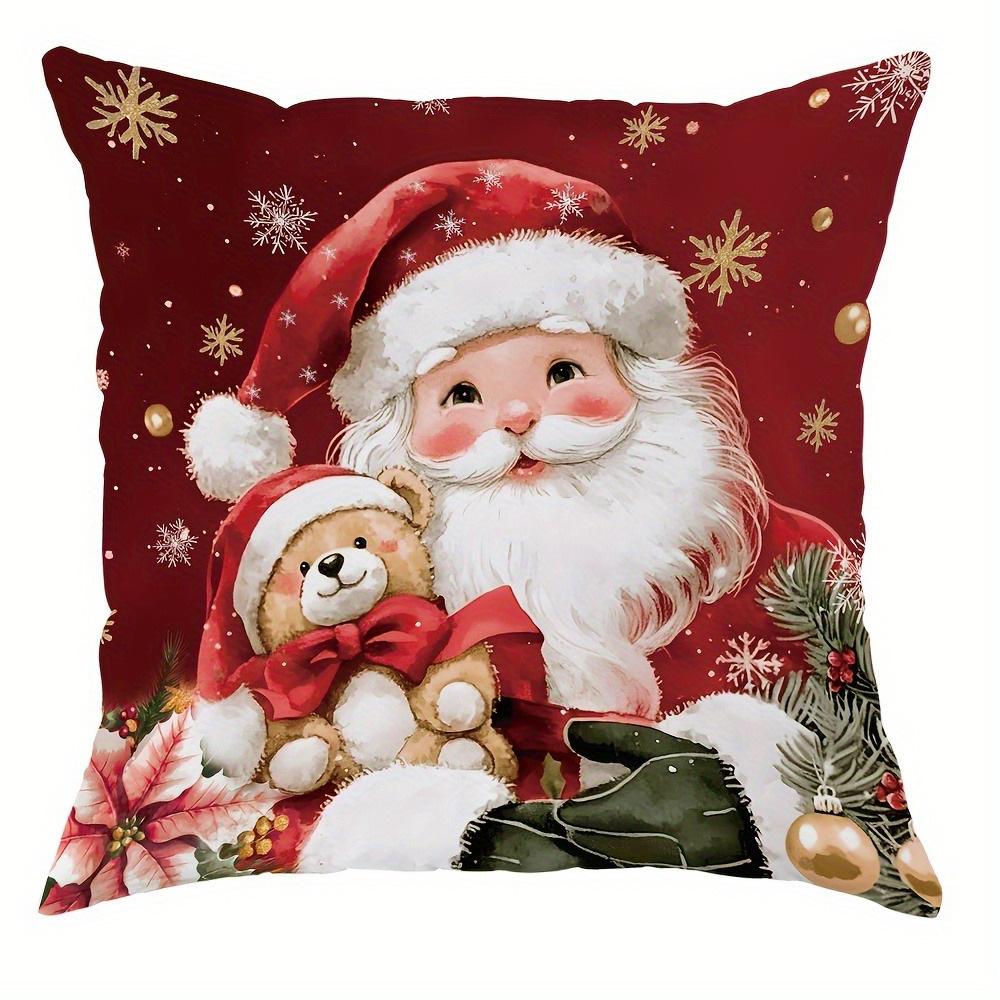 

1 шт./4 шт. Рождественские угощения: Праздничные наволочки с принтами животных и Санты Декор диванной комнаты Новогоднее украшение дома 16x16Inch