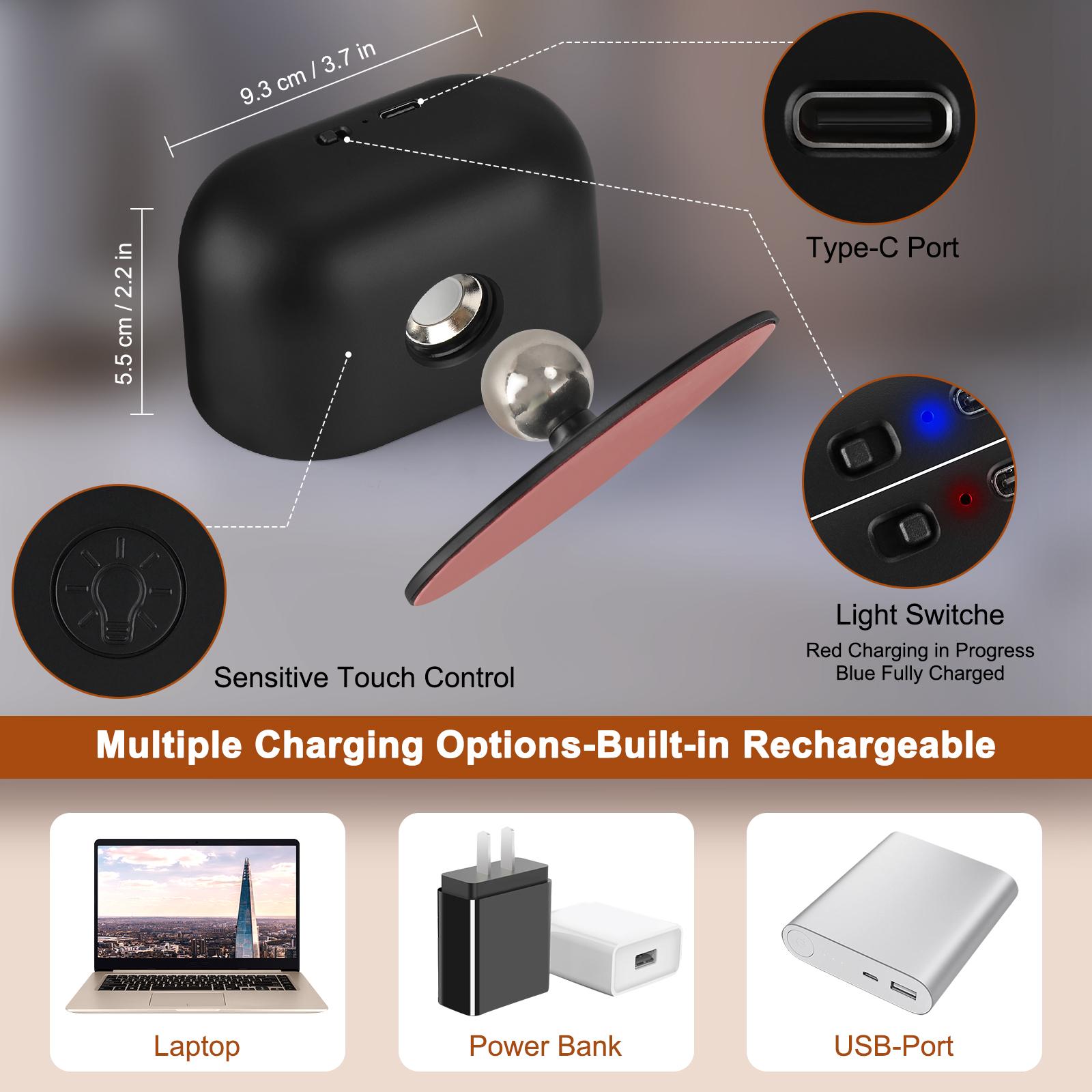 

Led Wall Lamp Touch Control Remote 360 Rotatable USB Recharge Wireless Portable Night Light For Bedside Bedroom Reading Lamp белый