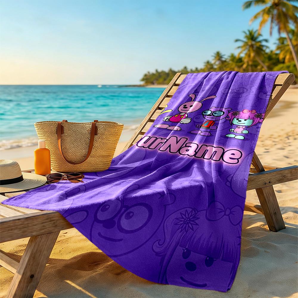 Wow! Wow! Wubbzy Customize Your Name Beach Towel Quick-Dry Soft Microfiber Ideal for Travel Outdoor Swim Pool Yoga Surf Camping Hiking Gym Gift Holida