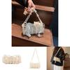 Girls Fashion Mini Woven Crossbody Bag With Pearl Accents And Phone Compartment