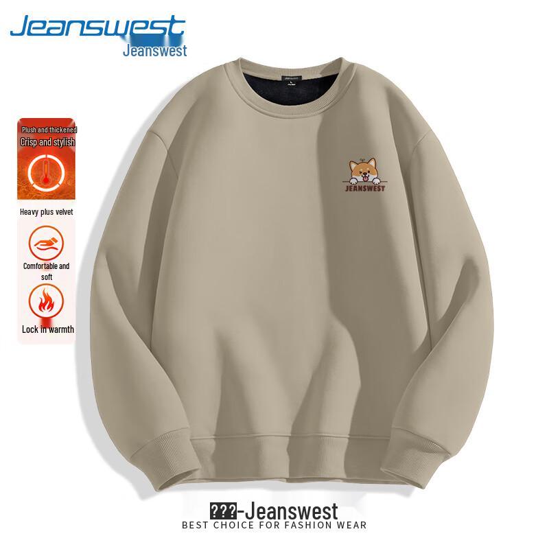 

Мужской свитшот с круглым вырезом на флисовой подкладке с мультяшным корги L