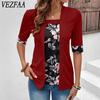 Women's Fashion Casual Summer Spring Flower Pattern Print Short Sleeve Square Collar Blouses & Shirts