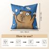 Capybara Cute Cushion Cover Summer Linen Pillow Case Organic Fabric Cushion Cover Double-Sided Print Sofa Home Decor