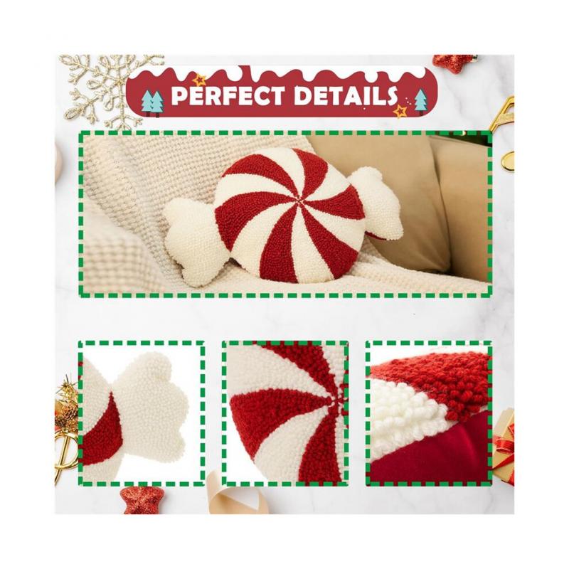 Niedliche Weihnachtskissen, Weihnachtskissen Aus Plüsch und Süßigkeiten, Weihnachtsdekoration für das Sofa im Winterschlafzimmer