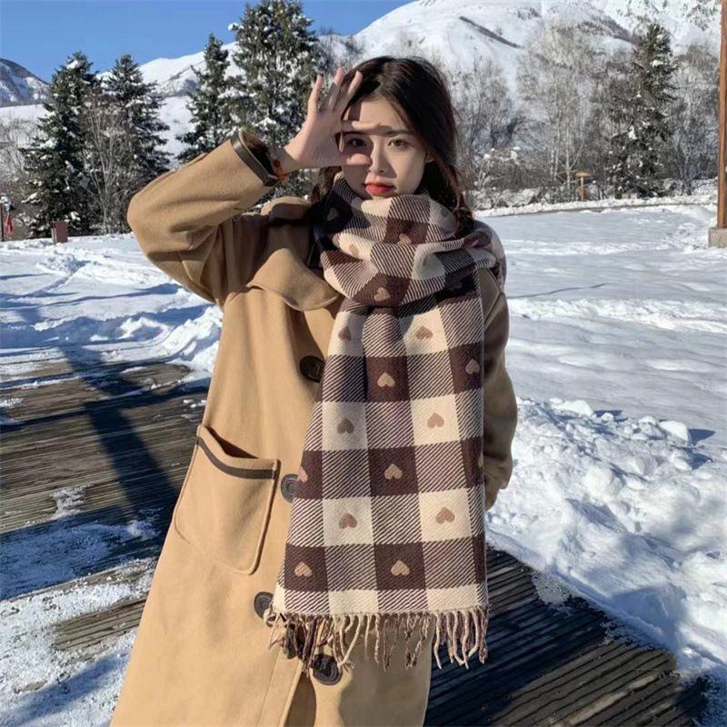 Gestrickter Wollschal für Damen, Herbst und Winter, Allgleiches, Student, Nachahmung Kaschmir, dicker Schal, Wärme, Schal, Wome