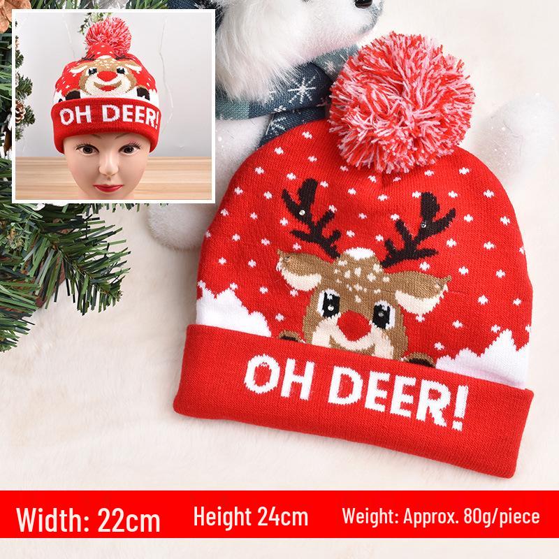 Bunte Strick-LED-Weihnachtsmütze - Perfekt für Partyfotos & Kindergeschenke