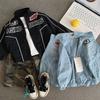 Bangcheng Boys Jacket 2026 Fall New Korean Letter Print Lightweight Zip-Up Coat for Kids