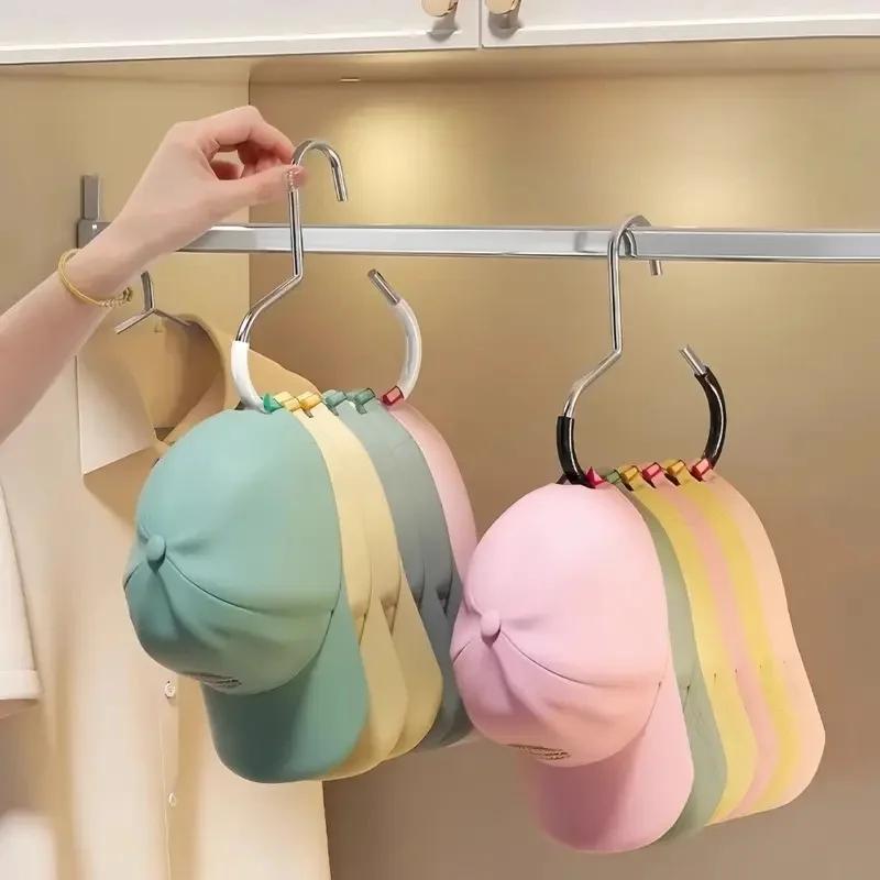5 Pcs Baseball Cap Hat Rack Organizer Stainless Steel Hat Hanger Hanging Cap Holder Non-Slip Wall Mount Hook Organizer for Caps