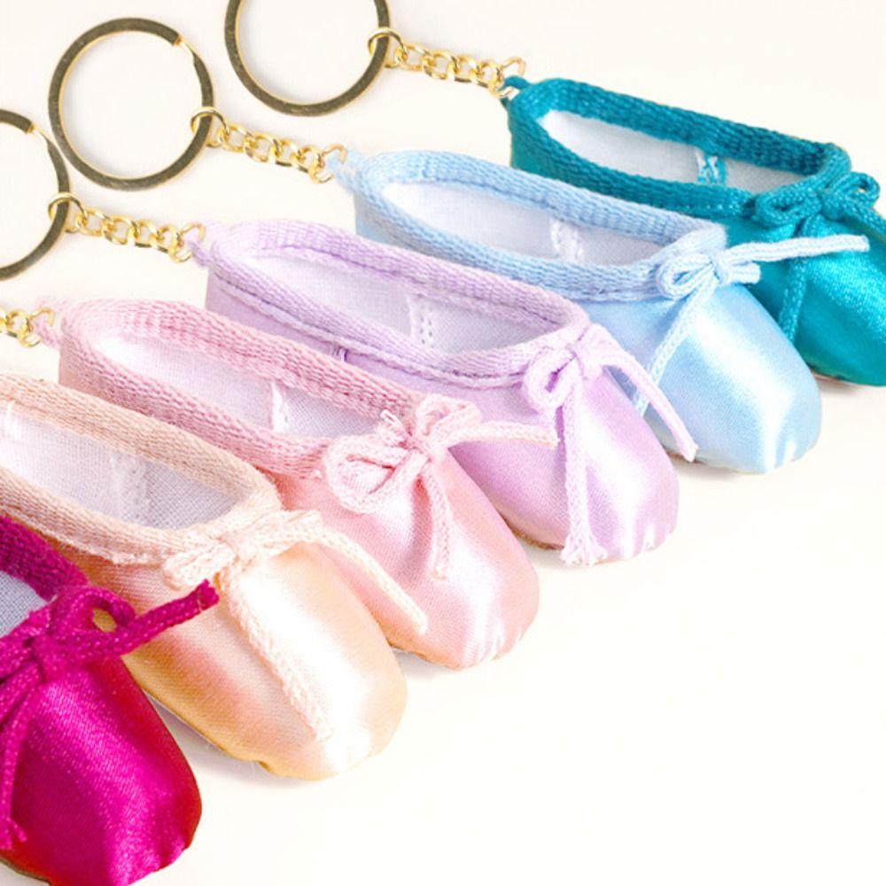 Satin Material Ballet Inspired Keys Chain Alloy Pendant Style Shoes Car Keyring Exquisite Handmade Pointe Shoes Pendant